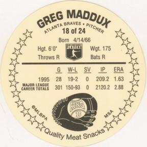 1996 King B Discs #18 Greg Maddux Back