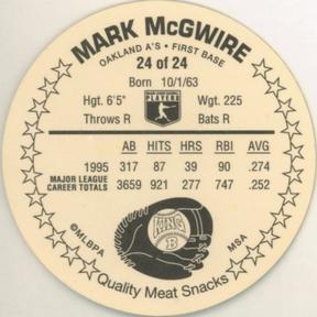 1996 King B Discs #24 Mark McGwire Back