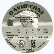 1997 King B Discs #14 David Cone Back