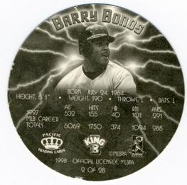 1998 Pacific King B Discs #2 Barry Bonds Back