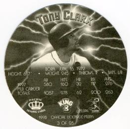 1998 Pacific King B Discs #3 Tony Clark Back
