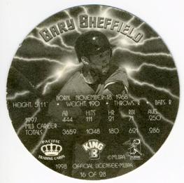 1998 Pacific King B Discs #16 Gary Sheffield Back