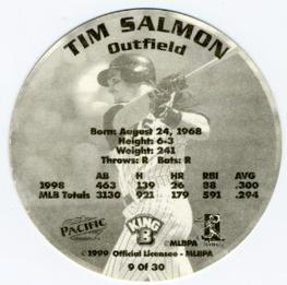 1999 Pacific King B Discs #9 Tim Salmon Back