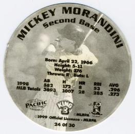 1999 Pacific King B Discs #24 Mickey Morandini Back
