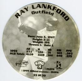 1999 Pacific King B Discs #22 Ray Lankford Back