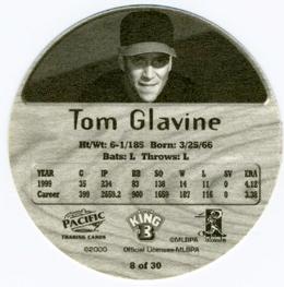 2000 Pacific King B Discs #8 Tom Glavine Back