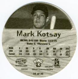 2000 Pacific King B Discs #10 Mark Kotsay Back