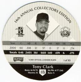 2001 Playoff King B Discs #NNO Tony Clark Back