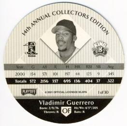 2001 Playoff King B Discs #NNO Vladimir Guerrero Back