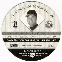 2001 Playoff King B Discs #NNO Derek Jeter Back