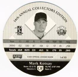 2001 Playoff King B Discs #NNO Mark Kotsay Back