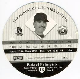 2001 Playoff King B Discs #NNO Rafael Palmeiro Back
