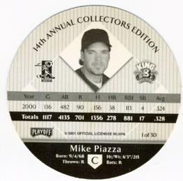 2001 Playoff King B Discs #NNO Mike Piazza Back