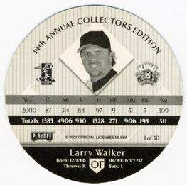 2001 Playoff King B Discs #NNO Larry Walker Back