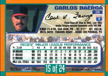 1993 Duracell Power Players I #15 Carlos Baerga Back