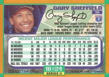 1993 Duracell Power Players II #18 Gary Sheffield Back