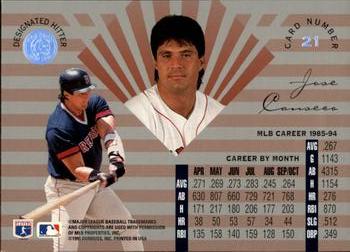1995 Leaf Limited #21 Jose Canseco Back