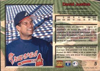 1995 Pacific #5 David Justice Back
