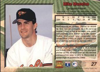 1995 Pacific #27 Mike Mussina Back