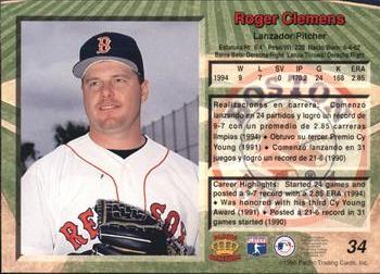 1995 Pacific #34 Roger Clemens Back