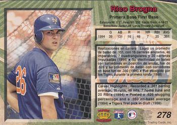 1995 Pacific #278 Rico Brogna Back