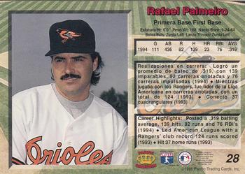 1995 Pacific #28 Rafael Palmeiro Back