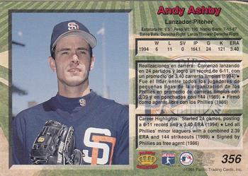 1995 Pacific #356 Andy Ashby Back