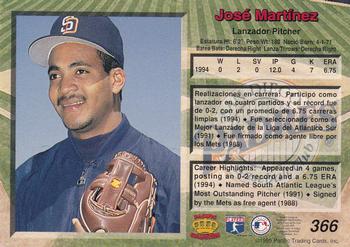 1995 Pacific #366 Jose Martinez Back