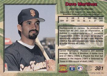 1995 Pacific #381 Dave Martinez Back
