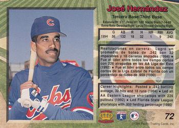 1995 Pacific #72 Jose Hernandez Back