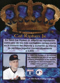 1995 Pacific - Gold Crown Die Cuts #4 Cal Ripken Jr. Back