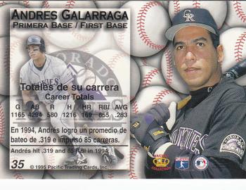 1995 Pacific - Gold Prisms #35 Andres Galarraga Back