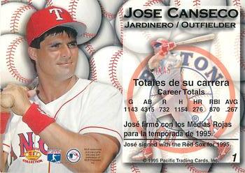 1995 Pacific - Gold Prisms #1 Jose Canseco Back