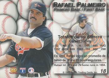 1995 Pacific - Gold Prisms #18 Rafael Palmeiro Back