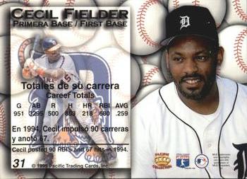 1995 Pacific - Gold Prisms #31 Cecil Fielder Back