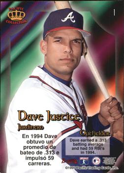 1995 Pacific Prism #1 Dave Justice Back