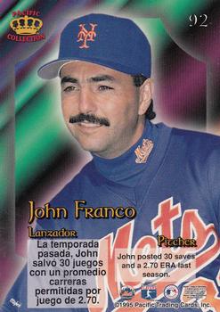 1995 Pacific Prism #92 John Franco Back