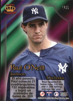 1995 Pacific Prism #98 Paul O'Neill Back