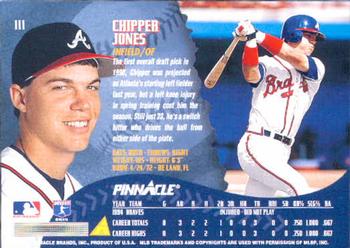 1995 Pinnacle #111 Chipper Jones Back
