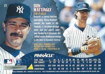 1995 Pinnacle #21 Don Mattingly Back