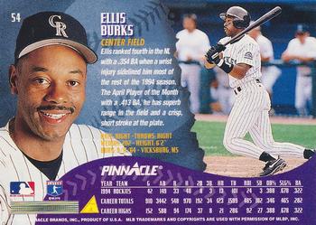 1995 Pinnacle #54 Ellis Burks Back