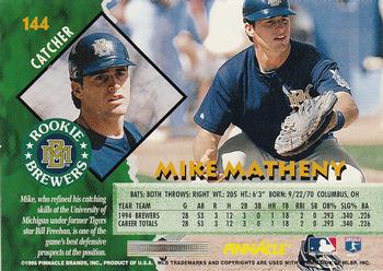 1995 Pinnacle #144 Mike Matheny Back