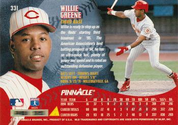 1995 Pinnacle #331 Willie Greene Back