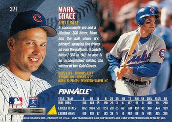 1995 Pinnacle #371 Mark Grace Back