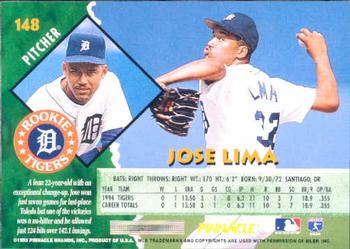 1995 Pinnacle #148 Jose Lima Back