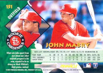 1995 Pinnacle #151 John Mabry Back