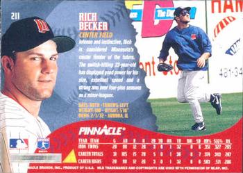 1995 Pinnacle #211 Rich Becker Back