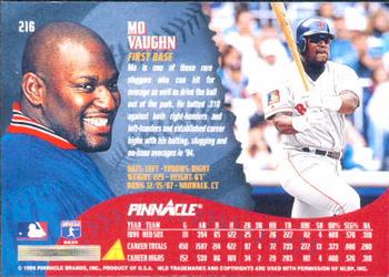 1995 Pinnacle #216 Mo Vaughn Back
