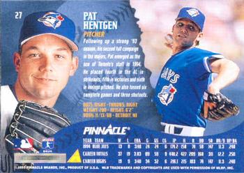 1995 Pinnacle #27 Pat Hentgen Back