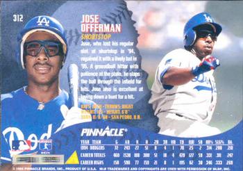 1995 Pinnacle #312 Jose Offerman Back